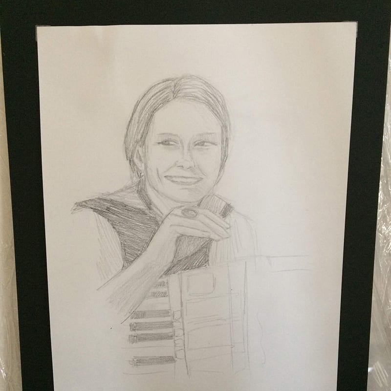 drawing of Jana with accordion
