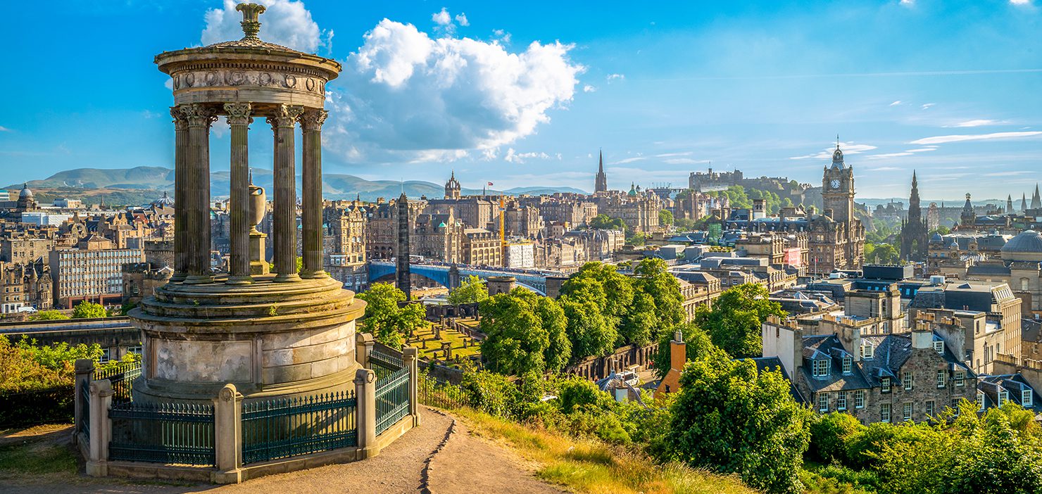 Panorama view of the city of Edinburgh.