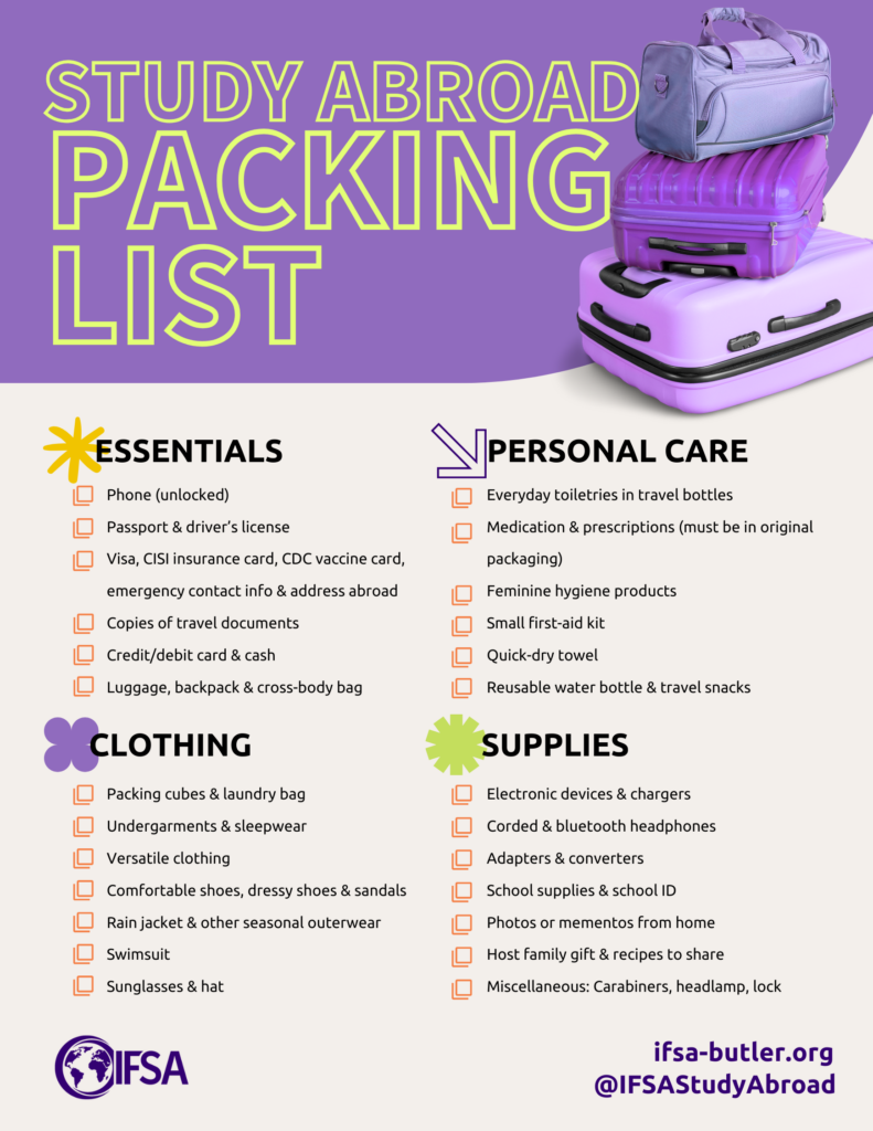 Study Abroad Packing List